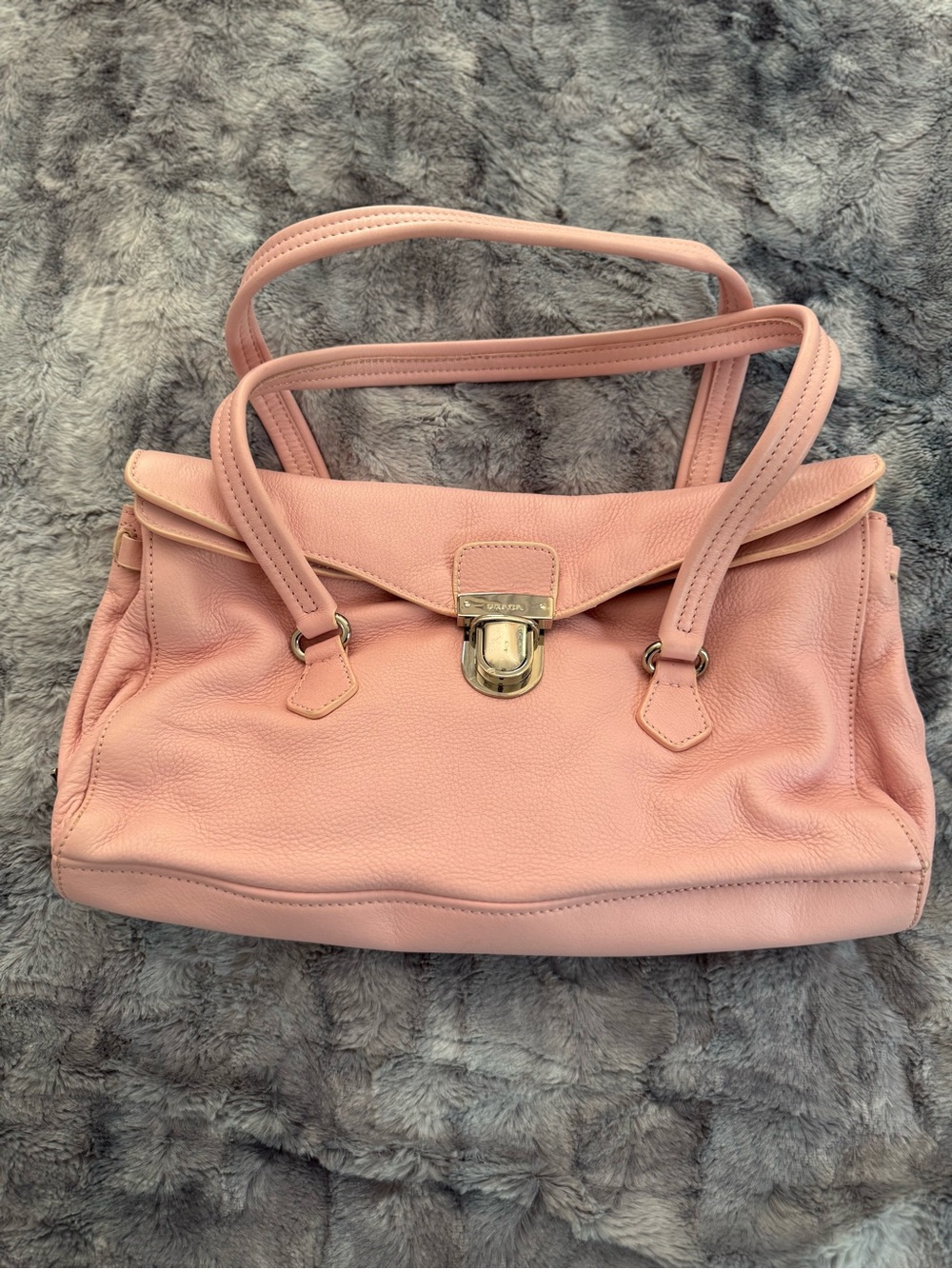 Authentic Prada Vitello Leather Pink Shoulder Tote BR2758 w/ Cards